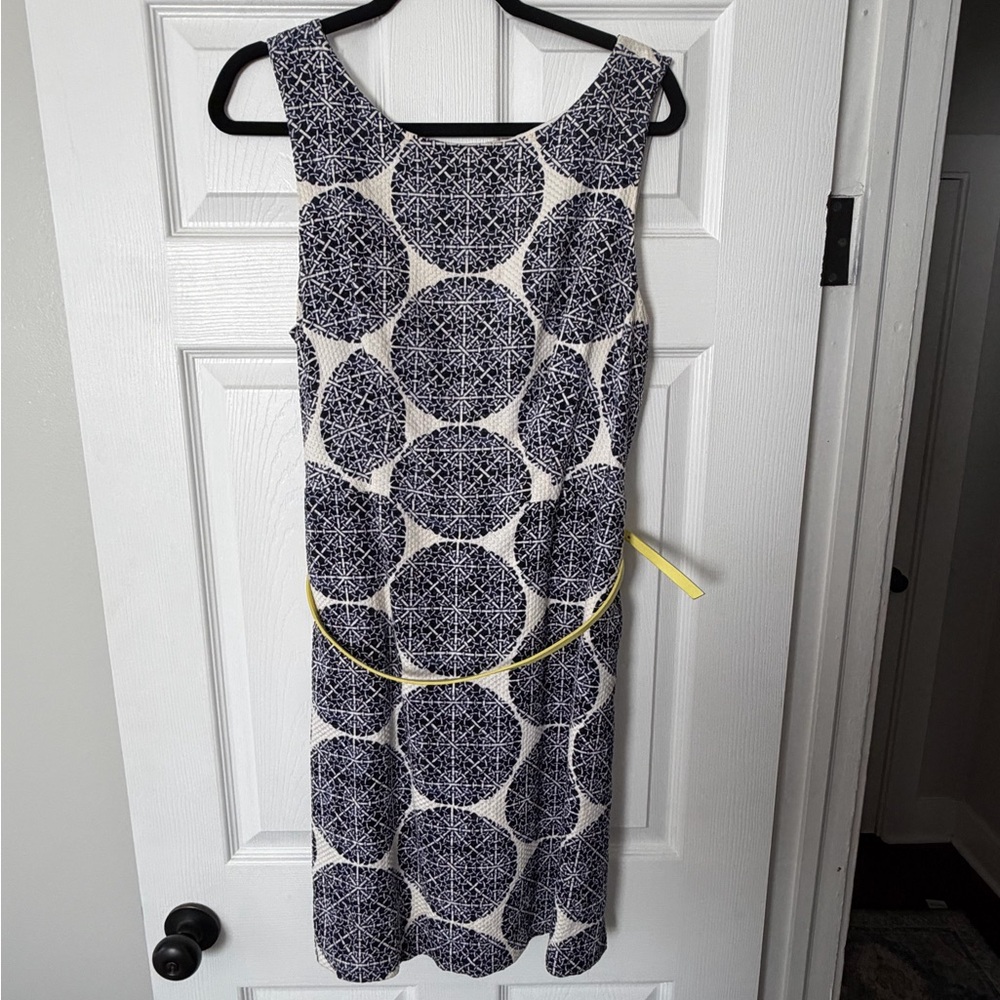 The Limited Navy and Cream Sleeveless Midi Dress with Geometric Circles